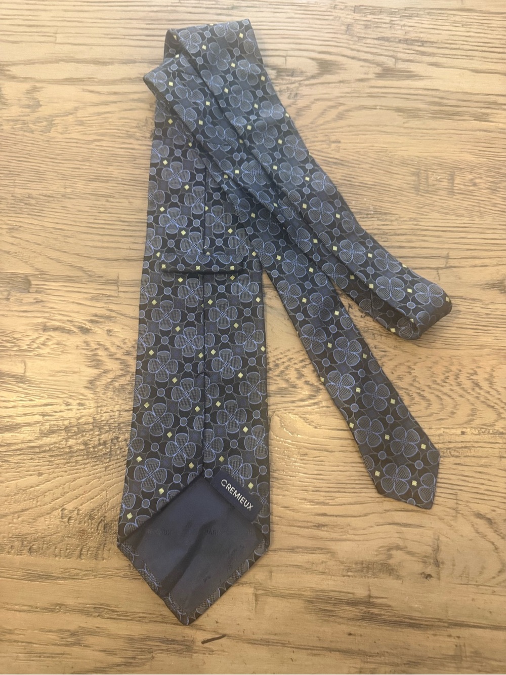 Daniel Cremieux Navy Floral Silk Tie with Light Blue and Yellow Accents